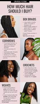 You may find that your hair is a little tangled with product build up and/or dirt where the braid was originally knotted. How Much Hair Should I Buy The Complete Guide Un Ruly Natural Hair Styles Box Braids Hairstyles Hair Pack