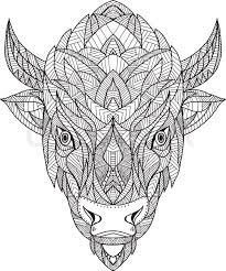 stock vector of zentagle inspired and tangled mandala illustration a head an american bison buffa geometric drawing animals with horns coloriage troll faxi