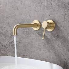 Related:polished brass bathroom faucet antique brass bathroom faucet gold bathroom faucet. Brushed Brass Single Lever Wall Mounted Bathroom Faucet Swivel Sink Faucet Brass Bathroom Sink Faucets Bath Faucets