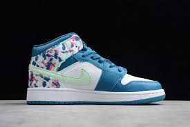 White Black Pink Green Jordan 1 2019 New Air Jordan 1 Mid White Blue Pink Green Girls Size Air Jordans Jordans Girls Nice Jordans