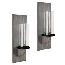 Create a statement wall with sconces for any room or hallway. Heritage Home Grey Wash Wood Wall Sconce Candle Holders Set Of 2 Bed Bath Beyond Candle Holder Wall Sconce Candle Wall Sconces Candle Holder Set