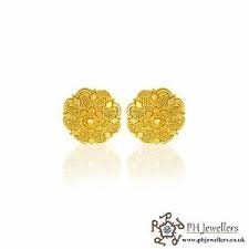 22ct 916 Hallmark Yellow Gold Round Tops Earrings Te65 Ebay Solid stamped 916 fine 22k yellow gold handmade dubai unisex saraswati pendant.
