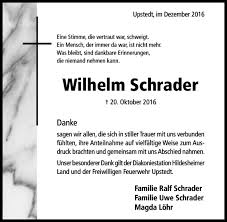 Traueranzeigen von Wilhelm Schrader