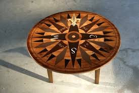 A lovely italian wheat sheaf cocktail table and chairs set by s. Round Coffee Table With Hand Painted Compass Ecustomfinishes