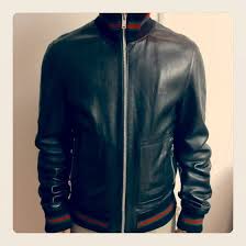Authentic Gucci Men S Black Plonge Leather Bomber Jacket 2 800 00 Leather Bomber Jacket Gucci Men Jackets