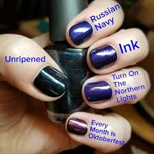 Comparison Swatches All Opi Unripened Thumb Russian Navy Index Ink Middle Turn On The Northern Lights Ring Ev Red Nails Gel Nails Opi Nails