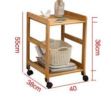 Cleave Waves 2 Tier Bamboo Sofa Side Table With Wheels End Table Coffee Table Bedside Table Shelf Storage Organ Sofa Side Table Shelf Bedside Table Bamboo Sofa