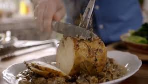 Jamie Oliver Zombie Brain Whole Roasted Celeriac With Mushroom Sauce Recipe On Money Saving Meals Roast Celeriac Mushroom Sauce Recipe Jamie Oliver Recipes