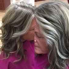Blending Grey On My Client Kristen Grey Blending Grow Out Studio 1 Salon Blending Gray Hair Hair Highlights Gray Hair Growing Out