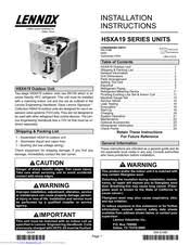 lennox hsxa19 series installation instructions manual pdf