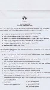 Kekosongan di sektor kerajaan 2016, swasta, awam dan badan berkanun. Imits Manir N22 Jawatan Kosong Di Yayasan Terengganu Facebook