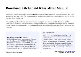 kitchenaid k5ss mixer manual staging