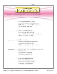 Identify The Paradox Figurative Language Worksheets Figurative Language Worksheet Paradox Worksheets
