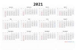 Below given 2021 printable calendar that has all the 12 months calendar printed on one page. Printable 2021 Yearly Calendar 6 Templates