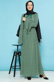 Benin Yesil Beli Lastikli Elbise Elbise Moda Stilleri Belle