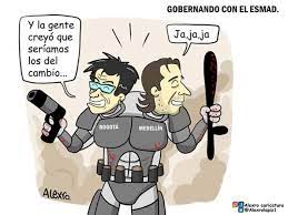 Las marchas estudiantiles siguen en las diferentes ciudades de colombia. Caricatura Gobernando Con El Esmad Las2orillas