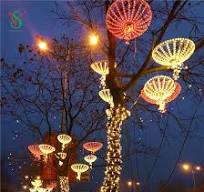 LED 3D Hanging Umbrella Motif Light for Outdoor Christmas Street Tree  Decoration