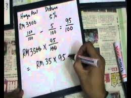 Formula dan proses yang sama digunakan untuk mencari peratusan kenaikan harga juga dapat digunakan untuk beberapa pengiraan lain. Pengajaran Peratus Melibatkan Masalah Diskaun Youtube