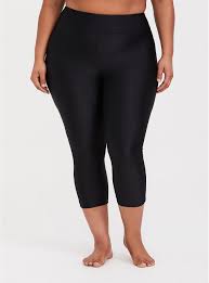 Black Crop Swim Legging In 2021 Swim Leggings Women S Plus Size Swimwear Plus Size