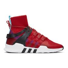 Adidas Black And Red High Tops Adidas Originals Red Purple Eqt Support Adv Winter High Top Sneakers Adidasoriginals Shoes Mens Red Shoes Red High Top Sneakers Mens High Top Shoes