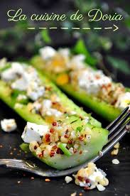 Mini Concombres Farcis Au Quinoa Et Boulgour Aux Raisins Secs Et Feta La Cuisine De Doria Concombres Farcis Concombre Alimentation