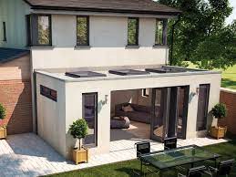 elevated view of modern extension extension maison extention maison maison toit plat