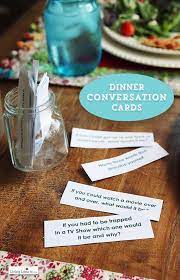 Conversation cards conversation starters senior activities fun activities dinner party games relief society activities little presents christmas games christmas ideas more information. 48 Free Printable Dinner Conversation Starter Cards Living Locurto