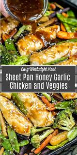 Sheet Pan Honey Garlic Chicken And Veggies Easy Chicken Dinner Recipes Sheet Pan Dinners Recipes Sheet Pan Dinners Chicken