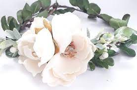 The Magnolia Flower Crown Natural Flower Crown By Bluelilybridal Flower Crown Wedding Flower Crown Rustic Wedding Flowers