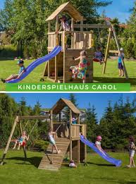 Kinderspielhaus Carol Mit Schaukel Rutsche Und Kletterwand Kinderspielhaus Kinder Spielhaus Garten