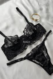 Rubuvi طقم ملابس داخلية نسائية من Lora Salmon بدون سلك داخلي من التول