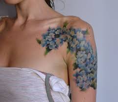 Hydrangea Tattoo By Pete Zebley Of Philadelphia I Love This But I D Like It More As A Thigh Tattoo Hydrangea Tattoo Tattoos Watercolor Orchid Tattoo