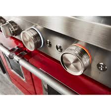 More compact models usually measure around 24 inches wide. Kitchenaid Gas Range With Griddle 6 Burners 2 Ovens 48 Passion Red Kfgc558jpa Rona