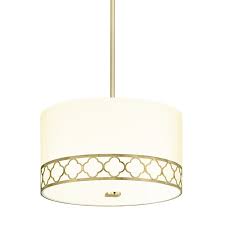 Lights Com Ceiling Pendant Lighting Anja 14 Fabric Drum Shade Pendant Aged Brass