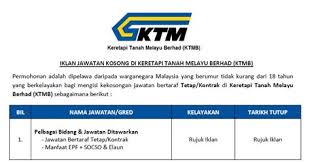 Jawatankosong terkini keretapi tanah melayu berhad sesi 2020. Jawatan Kosong Ktmb 2017 Jawatan Kosong Keretapi Tanah Melayu Berhad Ktmb Januari Pembantu Tadbir Calon Luarkelayakan Calon Hendaklah Ciut