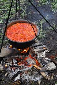 Goulash In A Cast Iron Kettle Hung Above An Open Fire Hungarian Cuisine Hungarian Recipes Open Fire Cooking