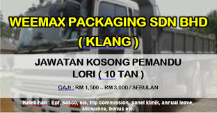 Jawatan Kosong Pemandu Lori 10 Tan Pengambilan Rasmi Esemakan