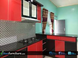Kitchen Set Merah Hitam Lemari Desain Furniture