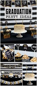 Black And Gold Graduation Decorations Ideas Black And Gold Graduation Party Graduation End Of School Black And Gold Class Of 2015 Graduation Party Catch My Party Gold Graduation Party Graduation Party Graduation Party High