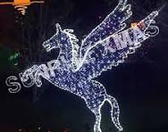 Christmas Animal Outdoor Decoration Light 2D Animals Motif Fly Horse Light  for Garden Decoration