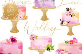 In this clipart you can download free png images: Watercolor Wedding Cake Clipart Grafik Von Daphnepopuliers Creative Fabrica