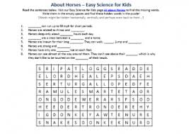 horses no cost science worksheet printable for kids