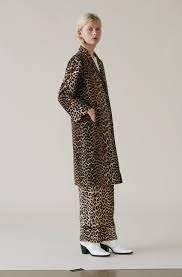 Ganni Camberwell Coat In Leopard Modesens