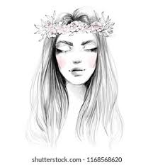 Eye drawing art drawings sketches sketches cartoon drawings cool drawings art tutorials cartoon how to draw eyes. Beautiful Girl Closed Eyes Flower Wreath Stock Illustration 1168568620