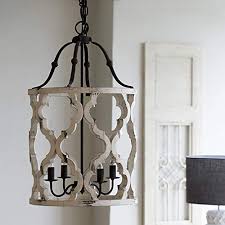 Jiuzhuo Vintage Distressed White Carved Wood 4 Light Lantern Farmhouse Chandelier Lighting Hanging Ceiling Fixture In Farmhouse Goals