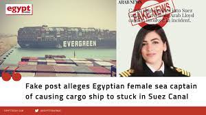 May 23, 2021 · in a statement following sunday's ruling the sca said it bore no responsibility for the ever given's grounding, reasserting that responsibility lay with the ship's captain alone, and rebutting. Egypt Today Magazine On Twitter A Fake Post Is Circulating On Social Media Alleging An Egyptian Female Sea Captain Of Causing The Cargo Ship Ever Given To Get Stuck In Suez Canal