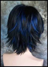 Zwart Haar Met Blauwe Highlights Korte Kapsels Hair Color And Frisuren Tutorials Frisuren Fur Schwarze Haare Frisuren Lockig Und Kurz
