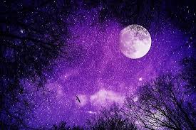 Ultraviolet Night Sky With Stars Milky Way And Full Moon Also Buy This Artwork On Wall Prints Apparel Stickers And Mo Ultra Violet Night Skies Nightscape