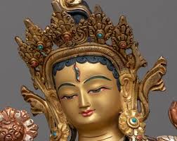 Discover the Healing Power of the White Tara Buddhist Goddess, Embodied in  This Stunning Gold Gilded Statue