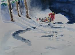 Realistic drawing tutorial step by step | drawing with charcoal. Snowmobile In Action Watercolor Painting Ateljeam Painting Art Snowmobile